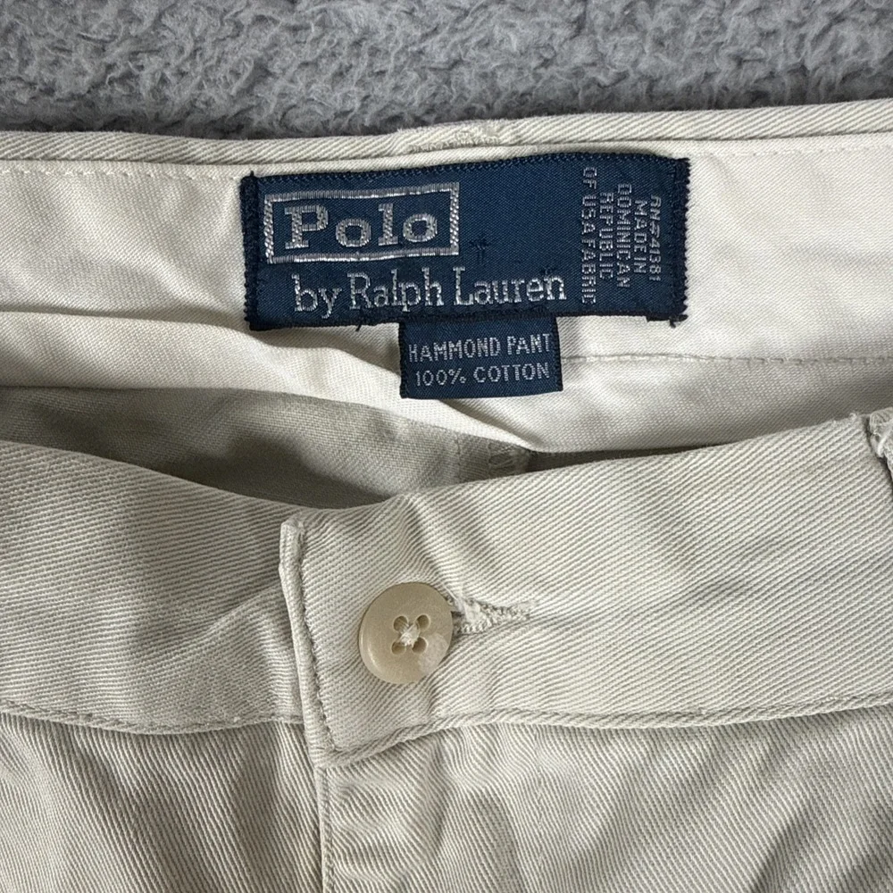 VTG Polo Ralph Lauren Hammond Pants Men's 33x32 Chino Pleated Cuffed Preppy